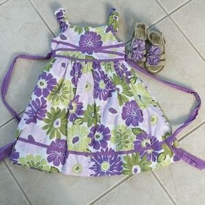 Girl 5t purple green tropical beach vacation dress